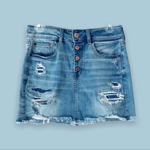 AE Hi-Rise Distressed Mini Skirt